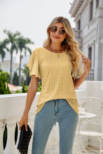 Load image into Gallery viewer, Eyelet Flutter Sleeve Round Neck Top