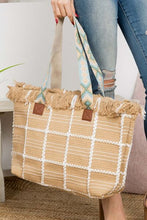 Load image into Gallery viewer, Fringe Detail Checkered Tote Bag