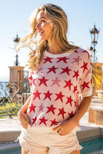 Load image into Gallery viewer, Star Pattern Round Neck Short Sleeve Knit Top