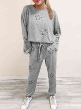 Load image into Gallery viewer, Cozy Star Print Long Sleeve Top and Pants Lounge Set