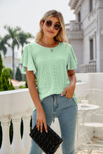 Load image into Gallery viewer, Eyelet Flutter Sleeve Round Neck Top