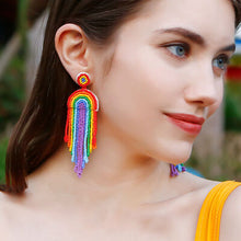 Load image into Gallery viewer, Bead Stainless Steel Rainbow Dangle Earrings