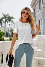 Load image into Gallery viewer, Eyelet Flutter Sleeve Round Neck Top