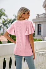 Load image into Gallery viewer, Eyelet Flutter Sleeve Round Neck Top