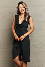 Load image into Gallery viewer, Classic Deep V Sleeveless Tulip Hem Black Dress
