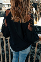 Load image into Gallery viewer, Embroidered Tie-Neck Puff Sleeve Blouse