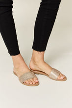 Load image into Gallery viewer, Rhinestone Open Toe Flat Sandals