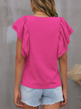 Load image into Gallery viewer, Round Neck Flounce Sleeve Blouse