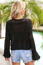 Load image into Gallery viewer, Drawstring Hem Round Neck Cropped Cover Up