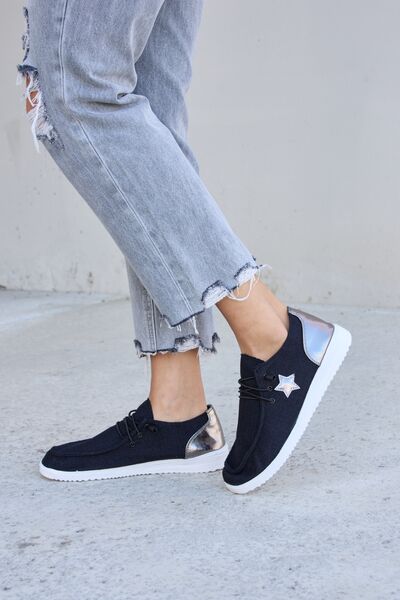 Star Lace-Up Flat Sneakers