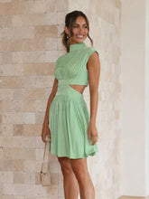 Load image into Gallery viewer, Julianna Cutout Ruched Mock Neck Mini Dress
