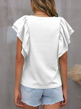 Load image into Gallery viewer, Round Neck Flounce Sleeve Blouse