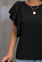 Load image into Gallery viewer, Round Neck Flounce Sleeve Blouse