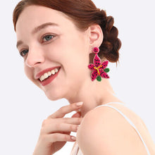 Load image into Gallery viewer, Bead Stainless Steel Flower Dangle Earrings