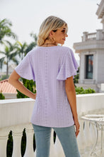 Load image into Gallery viewer, Eyelet Flutter Sleeve Round Neck Top