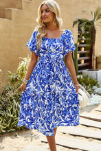 Load image into Gallery viewer, Floral Square Neck Tiered Midi Dress