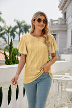 Load image into Gallery viewer, Eyelet Flutter Sleeve Round Neck Top