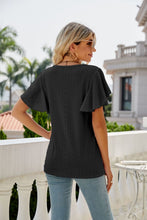 Load image into Gallery viewer, Eyelet Flutter Sleeve Round Neck Top