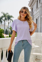 Load image into Gallery viewer, Eyelet Flutter Sleeve Round Neck Top