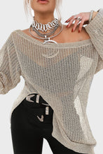 Load image into Gallery viewer, Side Slit Long Sleeve Knit Cover Up