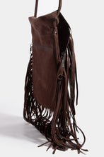 Load image into Gallery viewer, Faux Suede Fringe Rectangle Crossbody Bag