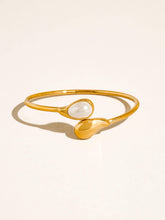 Load image into Gallery viewer, Harbor 18K Gold Non-Tarnish Open Cuff Stone Bracelet