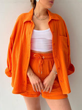 Load image into Gallery viewer, Marbella Texture Button Up Shirt and Drawstring Shorts Set