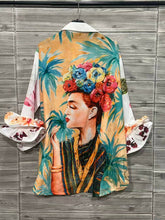 Load image into Gallery viewer, Frida Inspired Watercolor Floral Print Shirt White