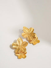 Load image into Gallery viewer, Ivy 18K Gold Statement Stacked Flower Earring