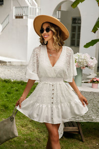 Ivy Lace Cutout Surplice Half Sleeve Dress