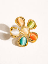 Load image into Gallery viewer, Stephane 18K Non-Tarnish Vintage Stone Floral Ring