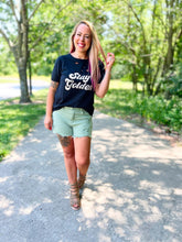 Load image into Gallery viewer, SLAY GOLDEN Distressed Round Neck Tee