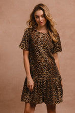 Load image into Gallery viewer, Tie Back Leopard Round Neck Short Sleeve Dress