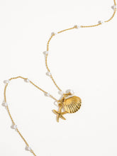 Load image into Gallery viewer, Capella 18K Gold Seashell &amp; Sea Star Pearl Necklace