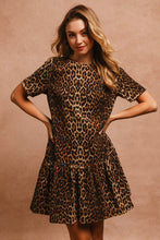 Load image into Gallery viewer, Tie Back Leopard Round Neck Short Sleeve Dress