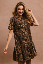 Load image into Gallery viewer, Tie Back Leopard Round Neck Short Sleeve Dress