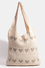 Load image into Gallery viewer, Contrast Heart Crochet Tote Bag