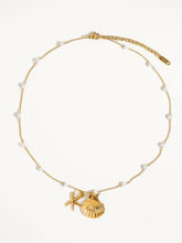Load image into Gallery viewer, Capella 18K Gold Seashell &amp; Sea Star Pearl Necklace
