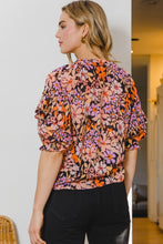 Load image into Gallery viewer, Madison Floral Tie Neck Ruffled Blouse