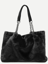 Load image into Gallery viewer, Faux Fur Solid Color Tote Bag