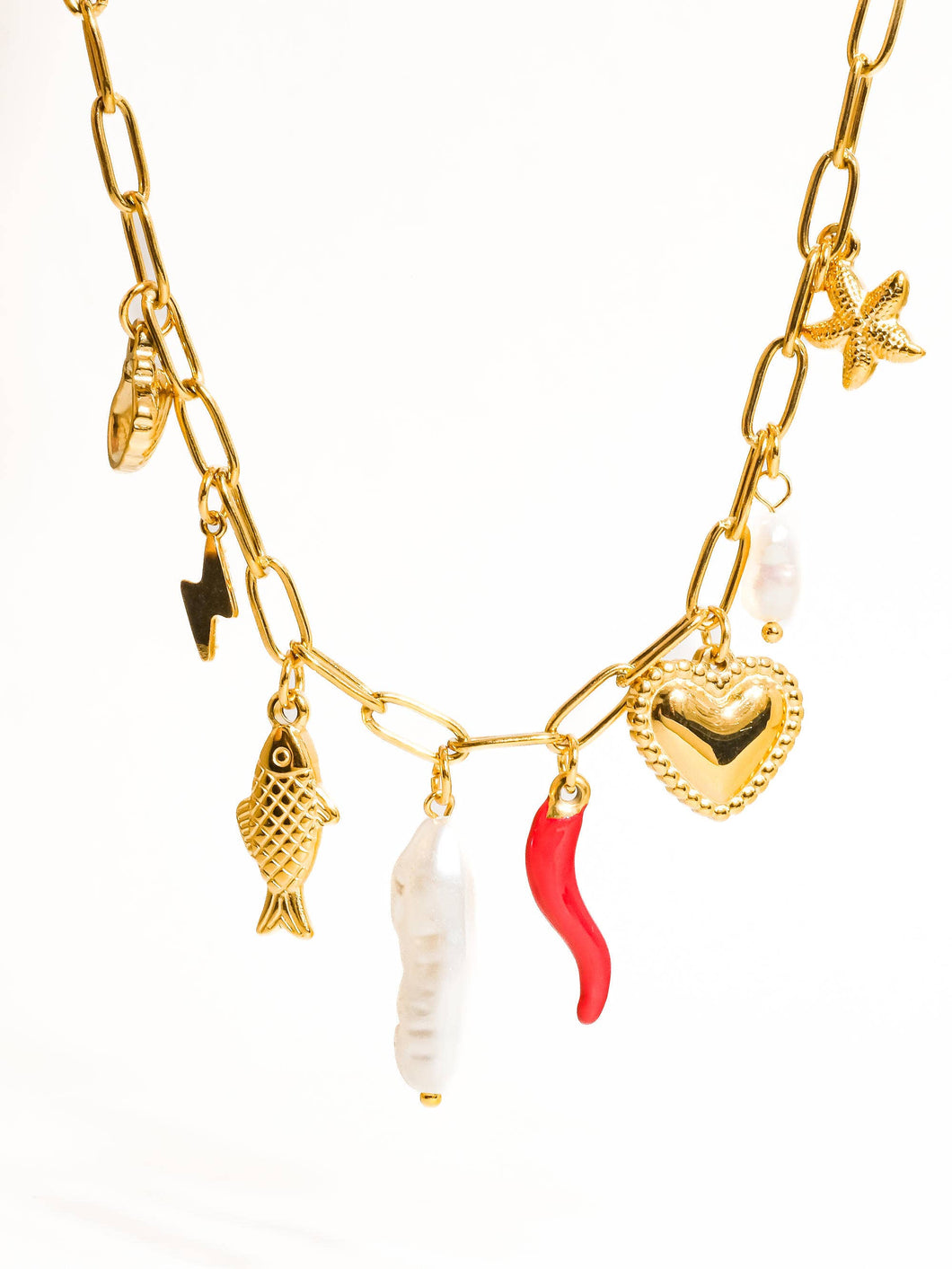 Filigrane 18K Gold Non-Tarnish Pepper Fish Charm Necklace