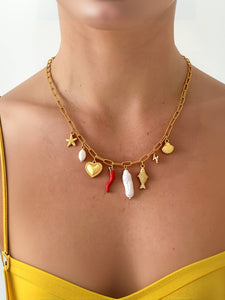 Filigrane 18K Gold Non-Tarnish Pepper Fish Charm Necklace
