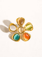 Load image into Gallery viewer, Stephane 18K Non-Tarnish Vintage Stone Floral Ring