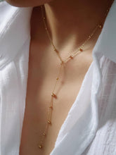 Load image into Gallery viewer, Brisse 18K Gold Non-Tarnish Dressy Beaded Y Lariat Necklace