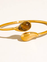 Load image into Gallery viewer, Harbor 18K Gold Non-Tarnish Open Cuff Stone Bracelet
