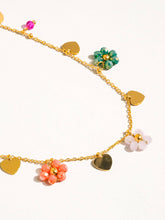 Load image into Gallery viewer, Melvin 18K Gold Non-Tarnish Flower &amp; Hearts Necklace