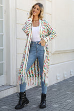 Load image into Gallery viewer, Multicolored Open Front Fringe Hem Cardigan