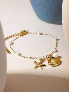 Capella 18K Gold Seashell & Sea Star Pearl Necklace