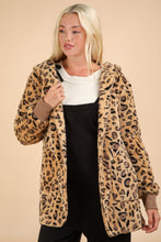 Load image into Gallery viewer, Fuzzy Leopard Long Sleeve Hooded Jacket