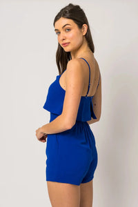 Sleeveless Side Pocket Layered Top Romper